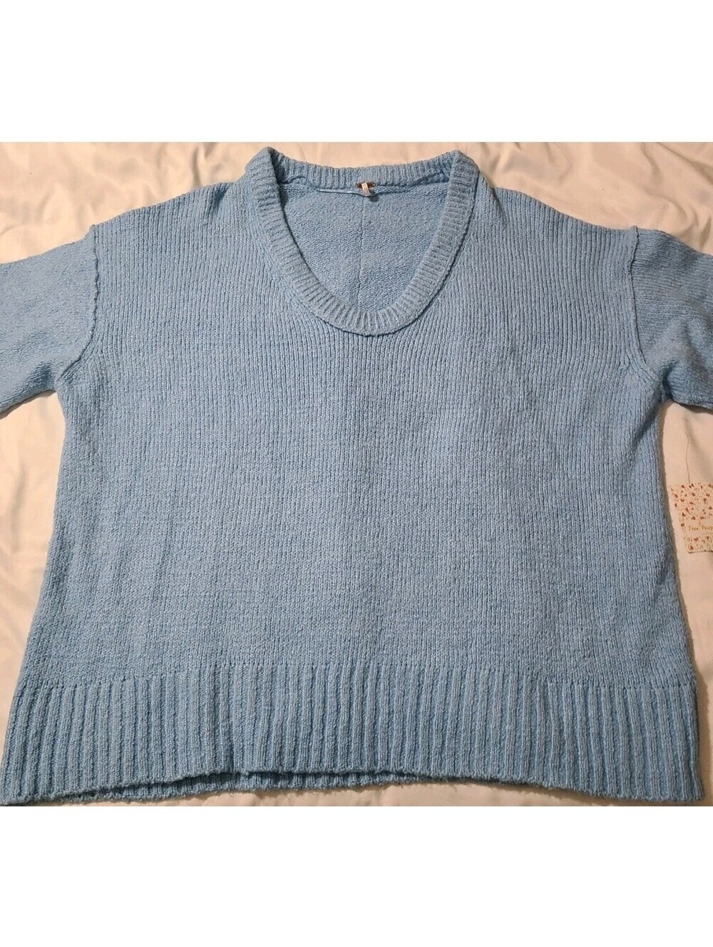 Free People Womens Sweater Starlight Blue Brookside Tunic Sweater size XL NWT